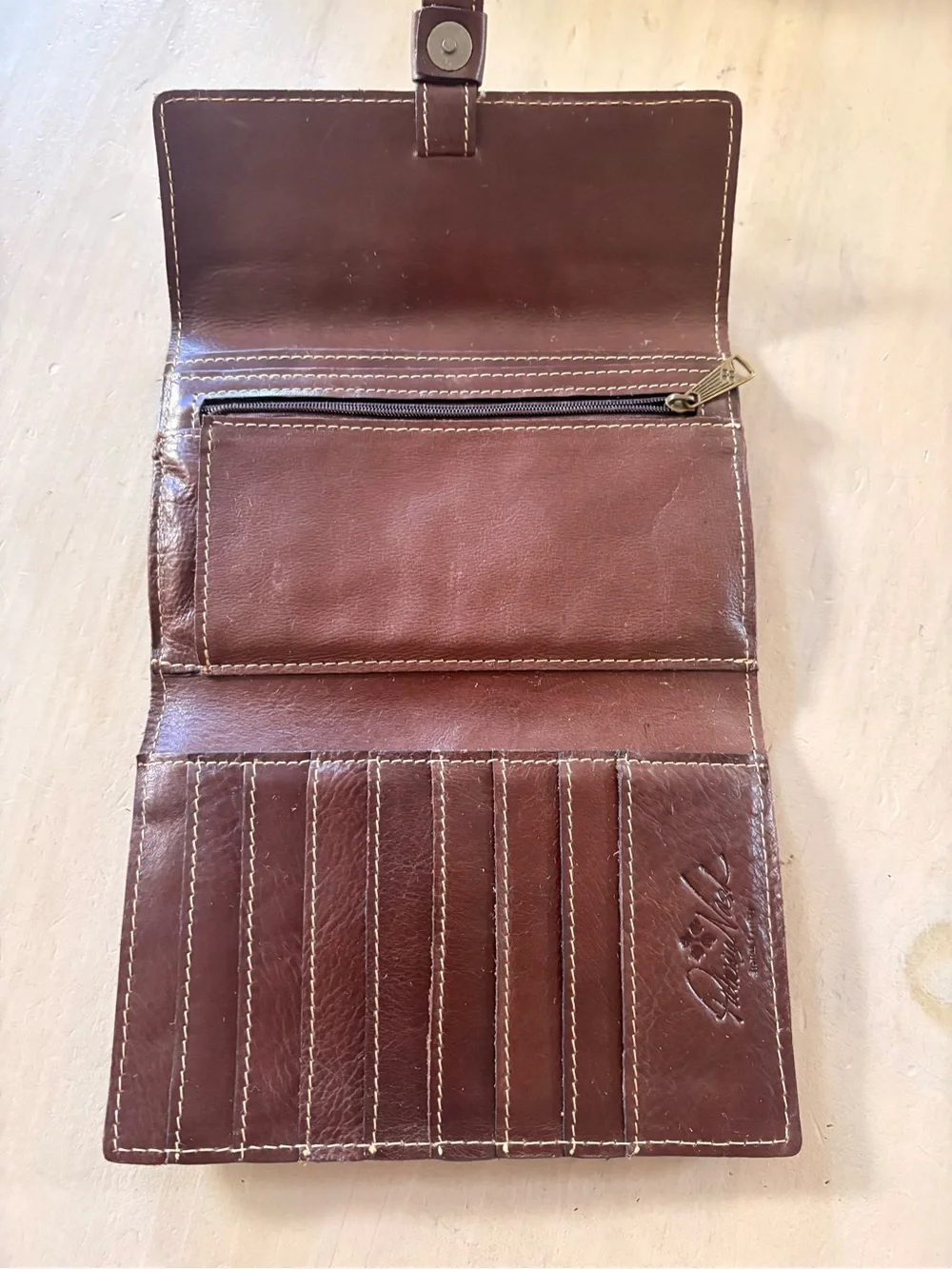 Patricia Nash Colli Flap Trifold Wallet Florence Brown Tooled Leather Boho VTG